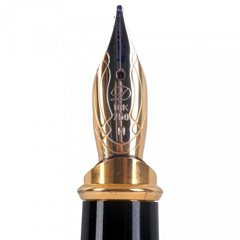 Ручка "S.T. DuPont Paris Olympio 480574M Black Chinese Lacquer and Gold Fountain Pen"