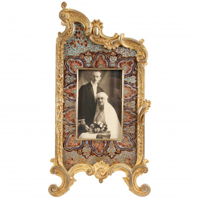 Bronze photo frame with cloisonné enamel