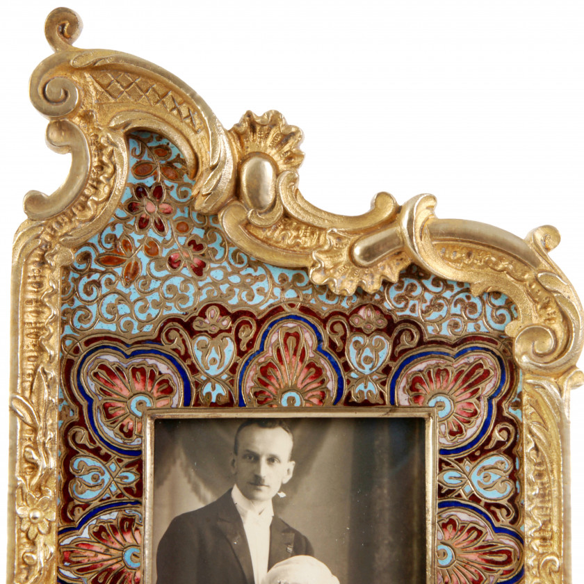 Bronze photo frame with cloisonné enamel