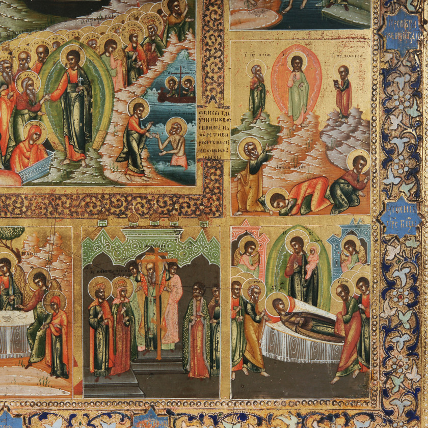 Icon "The Resurrection and Descent into Hell with feasts"