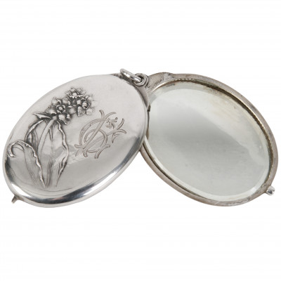 Silver slide mirror locket