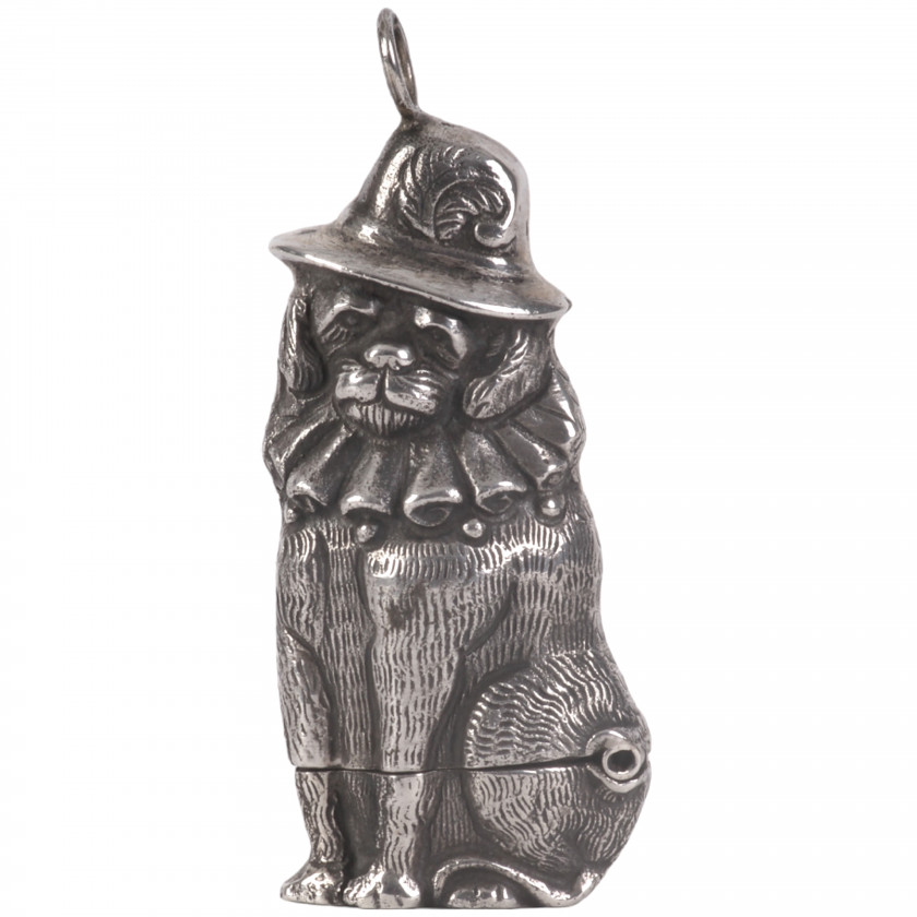 Silver figural vesta case "Mr Punch's Dog Toby"