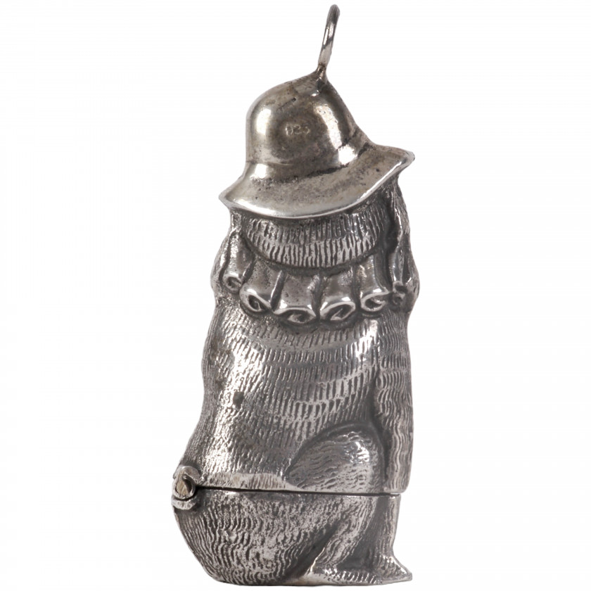 Silver figural vesta case "Mr Punch's Dog Toby"