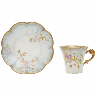 Porcelain coffee cup and saucer