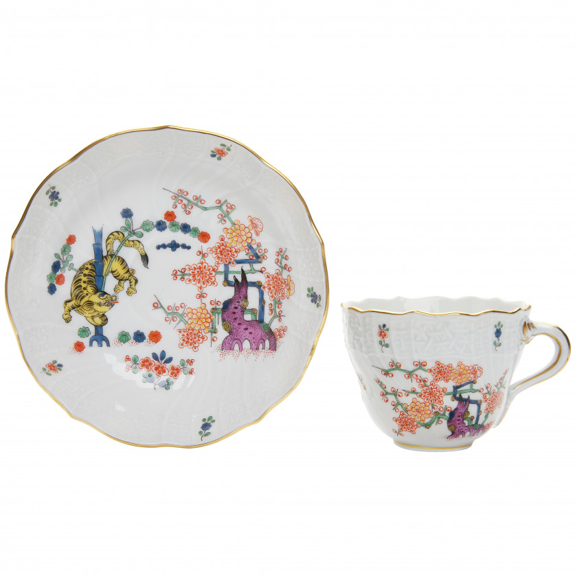 Porcelain coffee cup and saucer "Yellow Tiger"