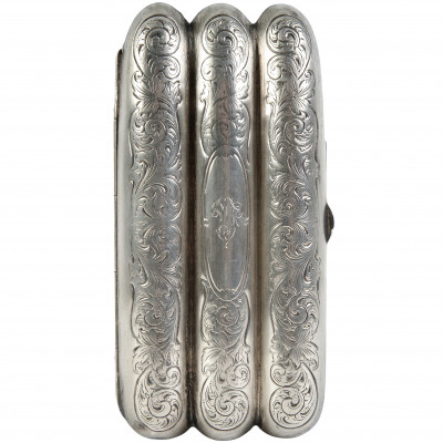 Silver 3 Tube Cigar Case Holder
