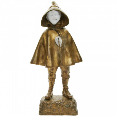 Bronze figure "Boy in a raincoat"