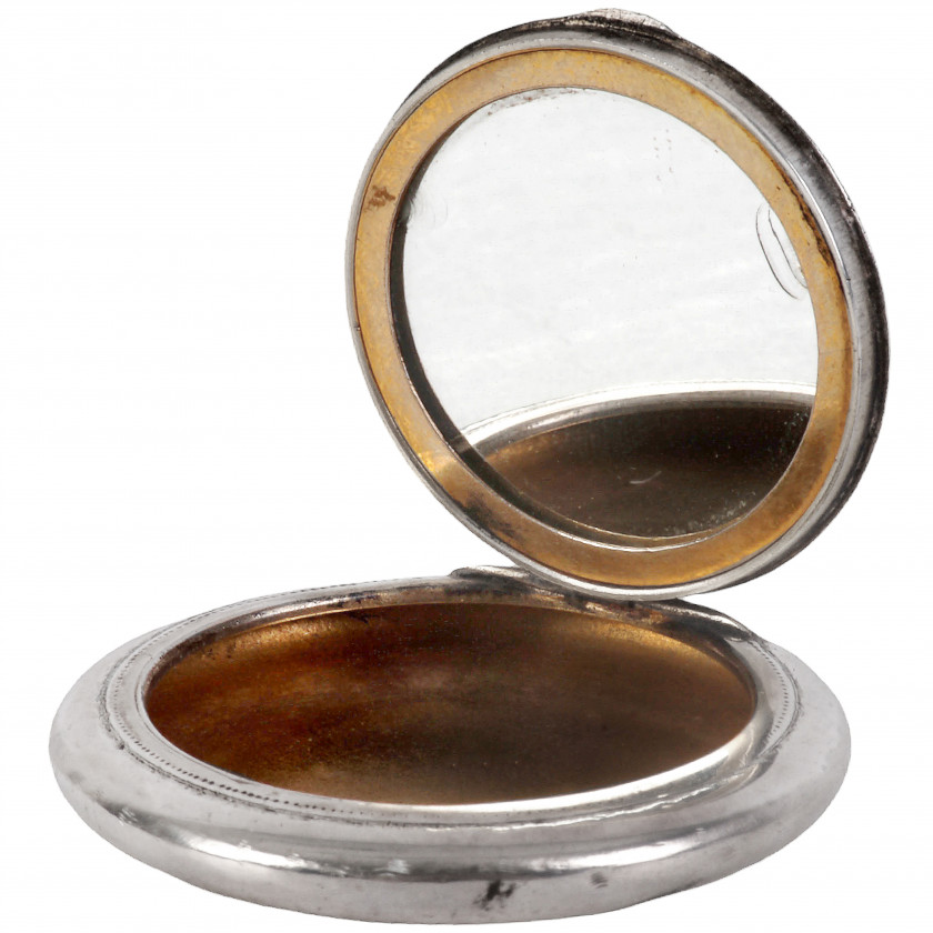 Silver powder-box with mirror