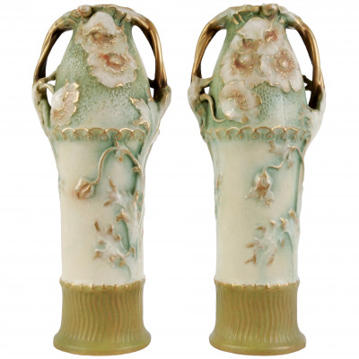 A pair of faience vases in Art Nouveau style