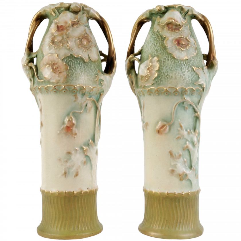 A pair of faience vases in Art Nouveau style