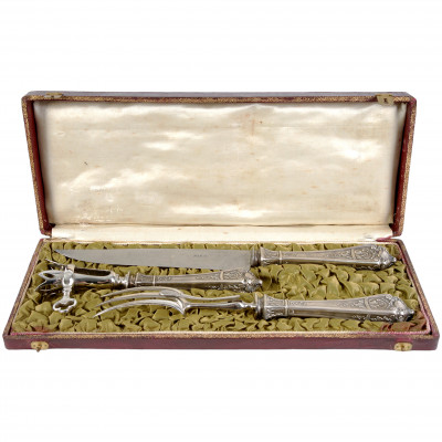 Silver three-piece carving set