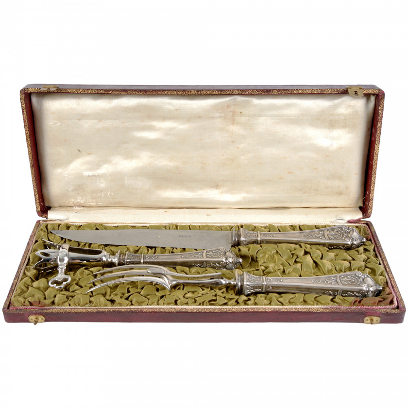 Silver three-piece carving set