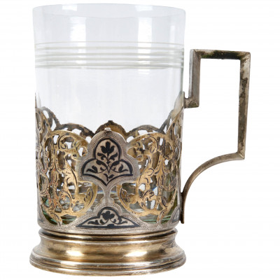 Silver tea glass holder