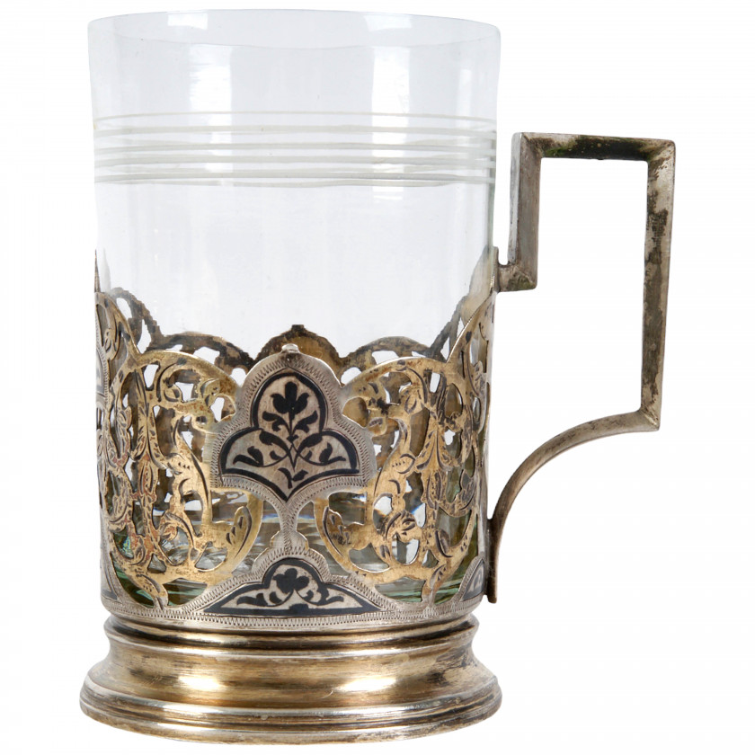 Silver tea glass holder