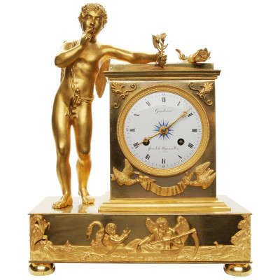 Bronze mantel clock with angel
