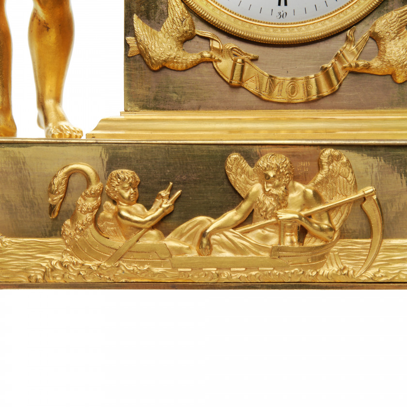 Bronze mantel clock with angel