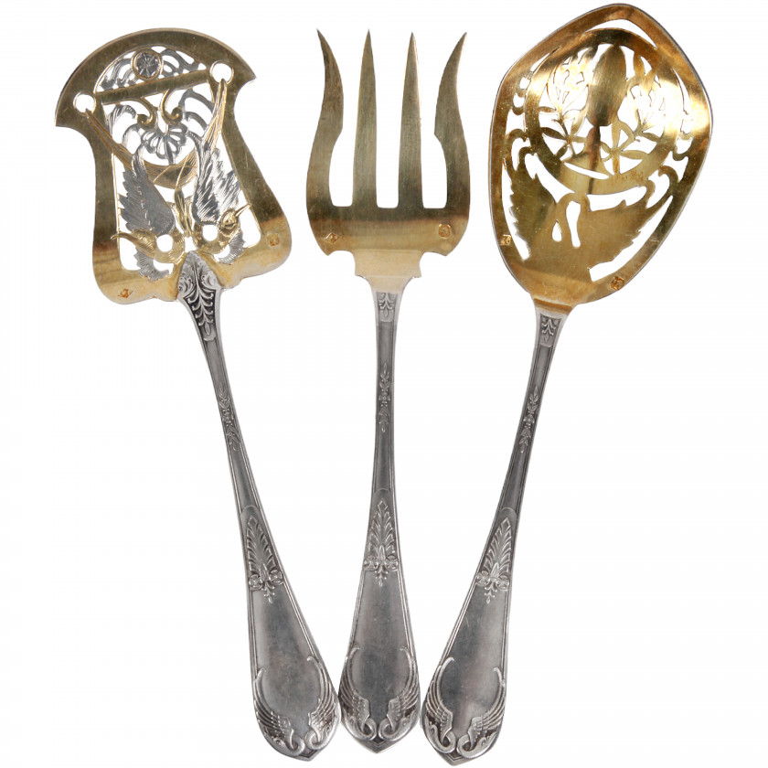 Silver three-piece serving set