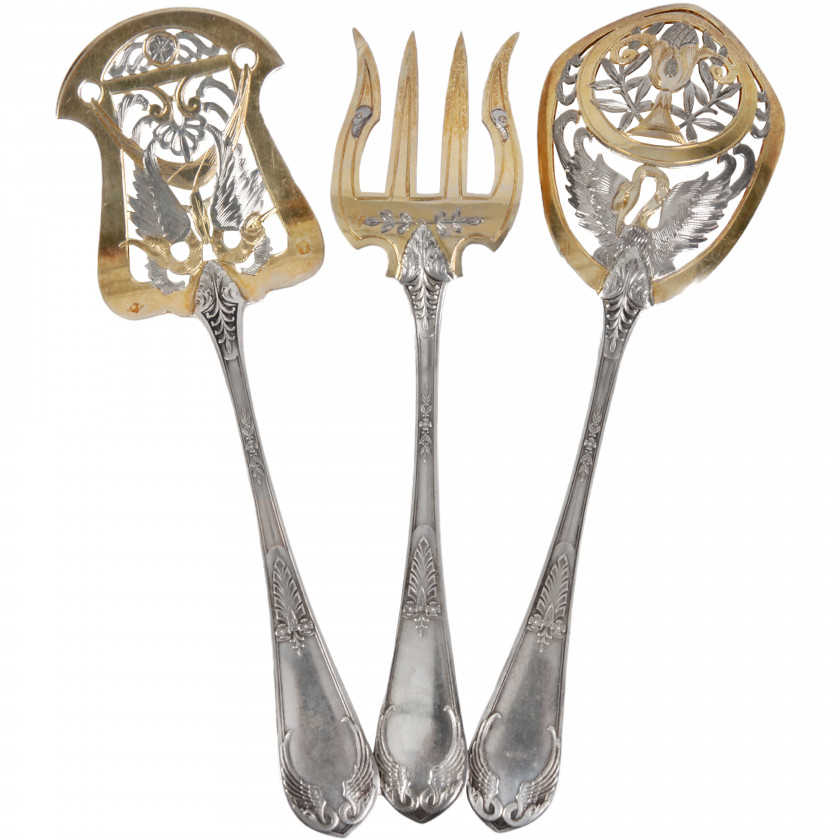 Silver three-piece serving set