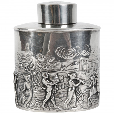 Silver tea caddy