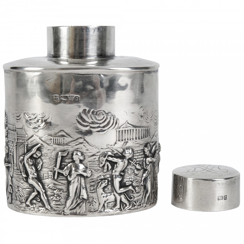 Silver tea caddy