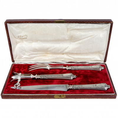 Silver three-piece carving set