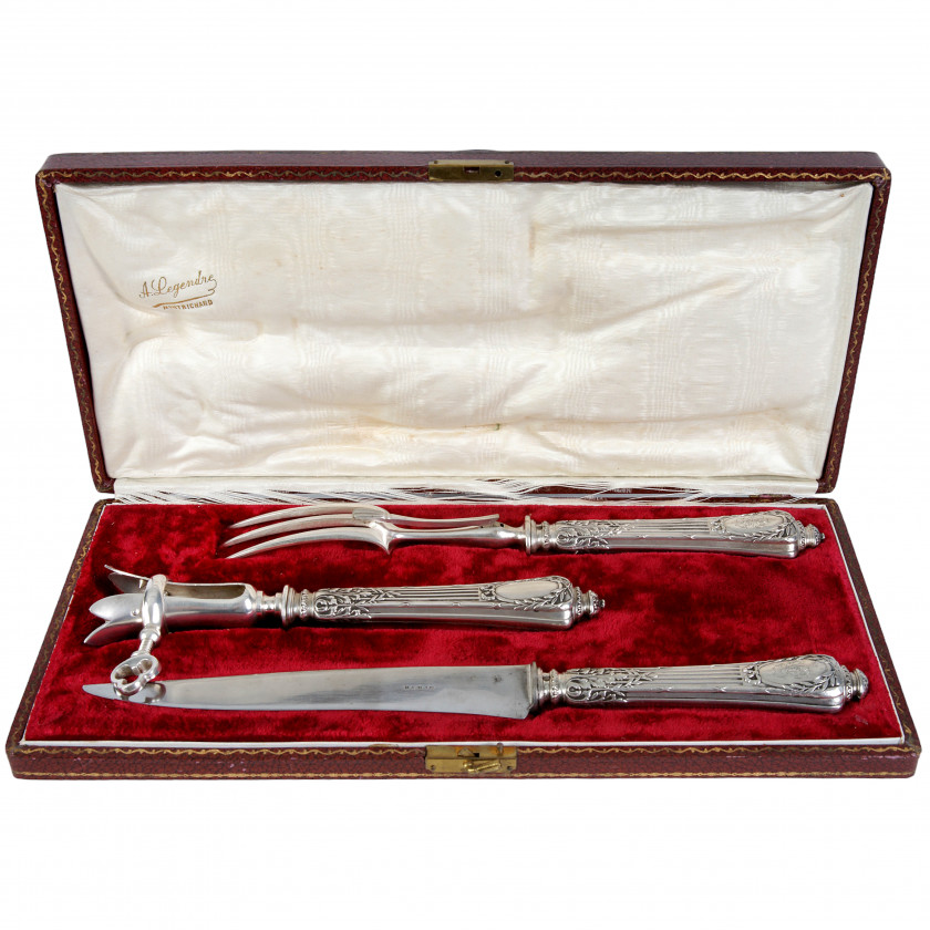 Silver three-piece carving set