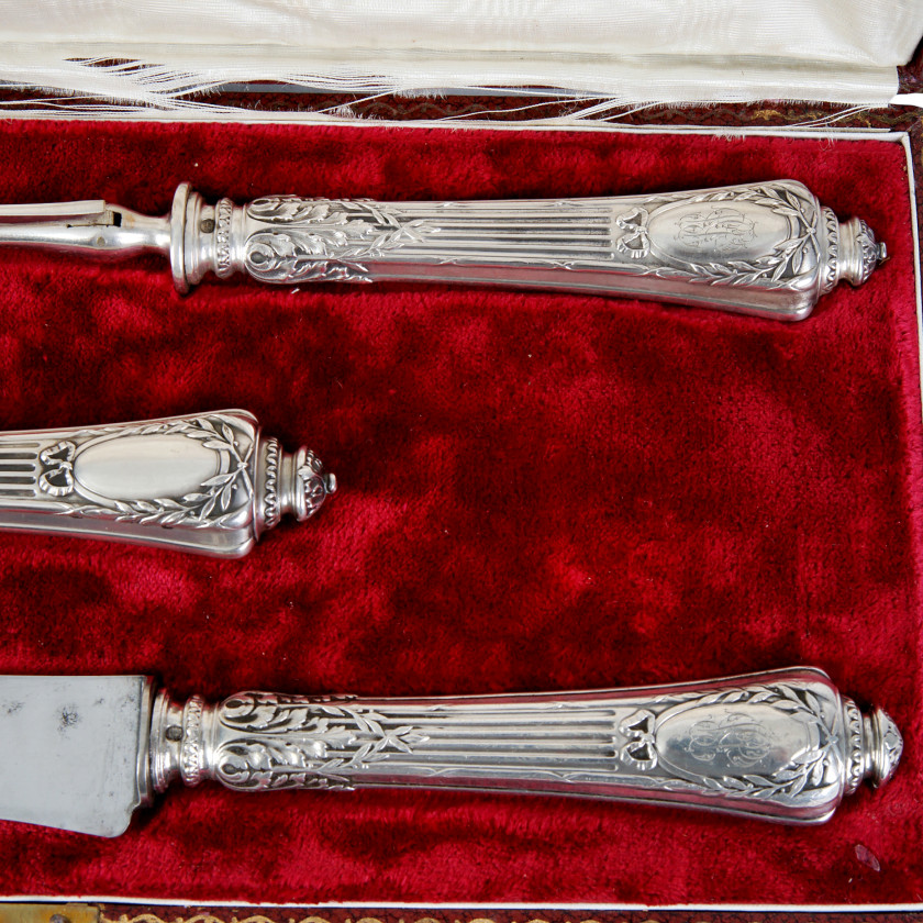 Silver three-piece carving set