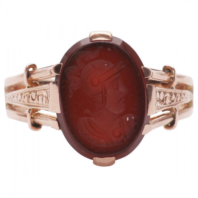 Gold ring with carnelian intaglio