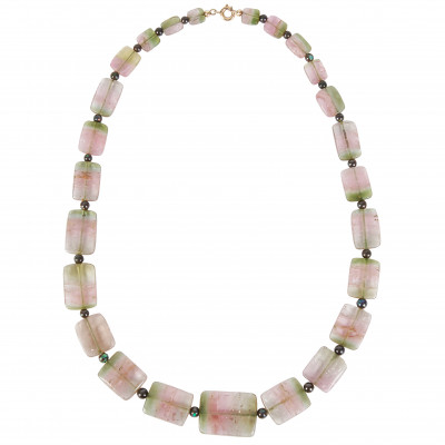 Necklace with watermelon tourmalines