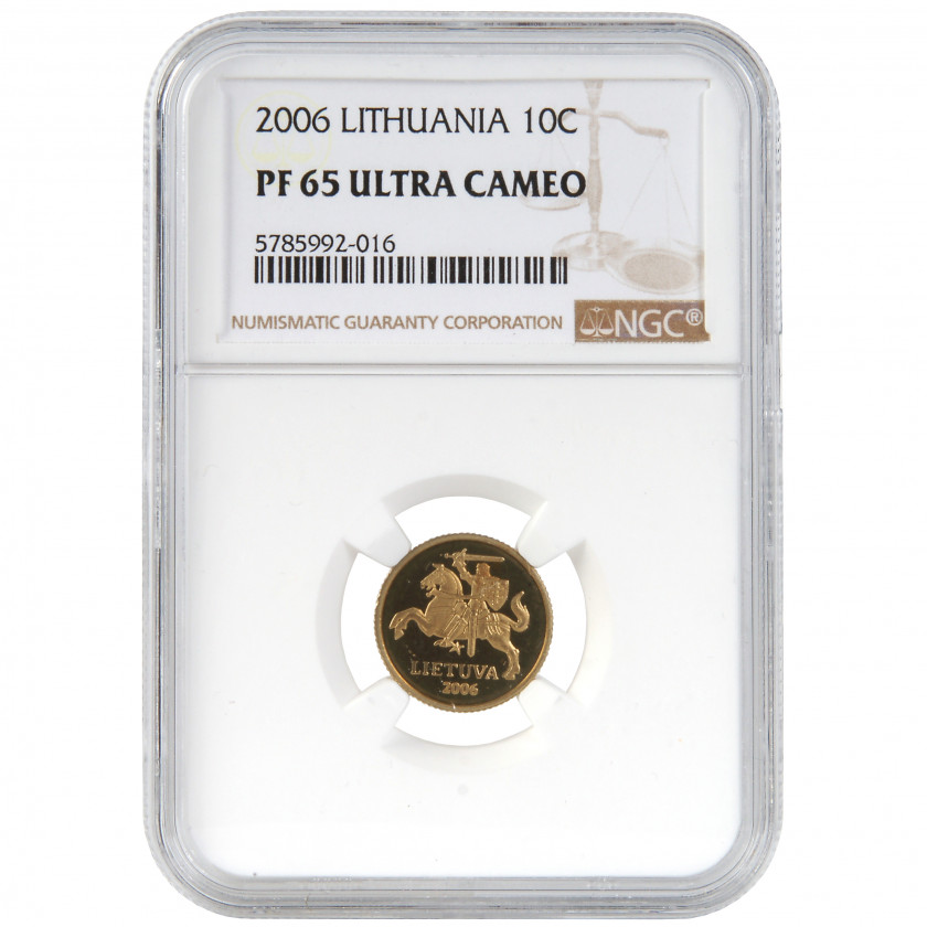 Coin in NGC slab "10 centų 2006, Lithuania, PF 65 ULTRA CAMEO"