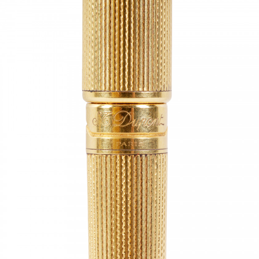 Ручка "S.T. DuPont Paris Olympio De Microns Gold Plated Ballpoint Pen"