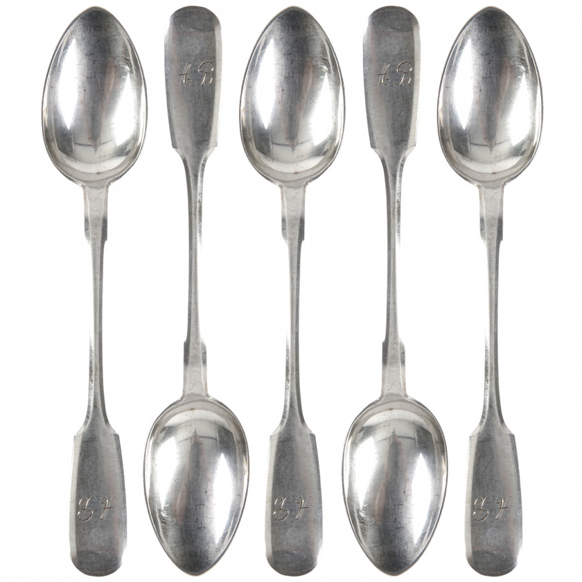 Set of silver tea spoons, 5 pcs.