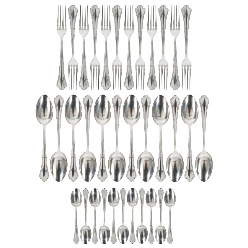 Silver 35 pieces flatware set