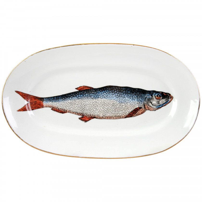 Faience plate for fish