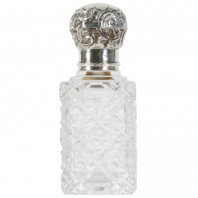Crystal perfume bottle with silver