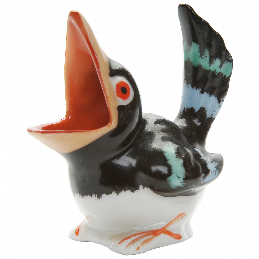 Porcelain pencil holder "Magpie chick"