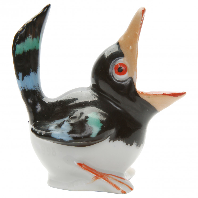 Porcelain pencil holder "Magpie chick"
