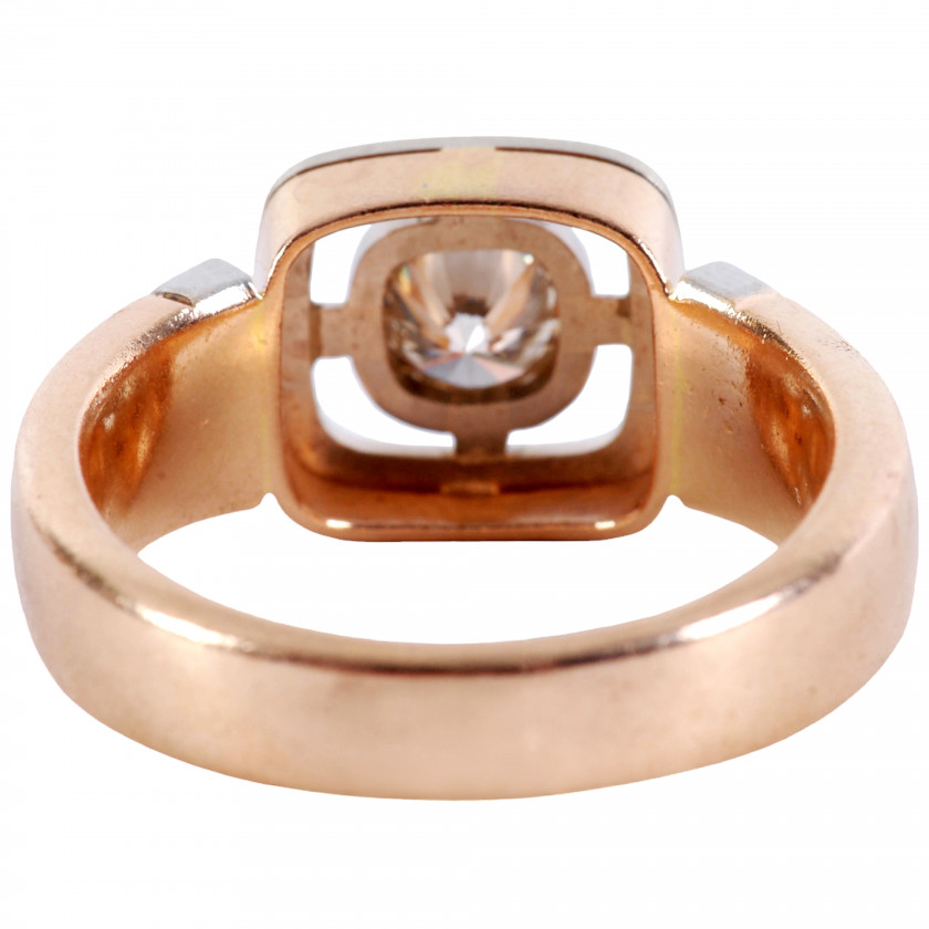 Gold men's ring with a diamond