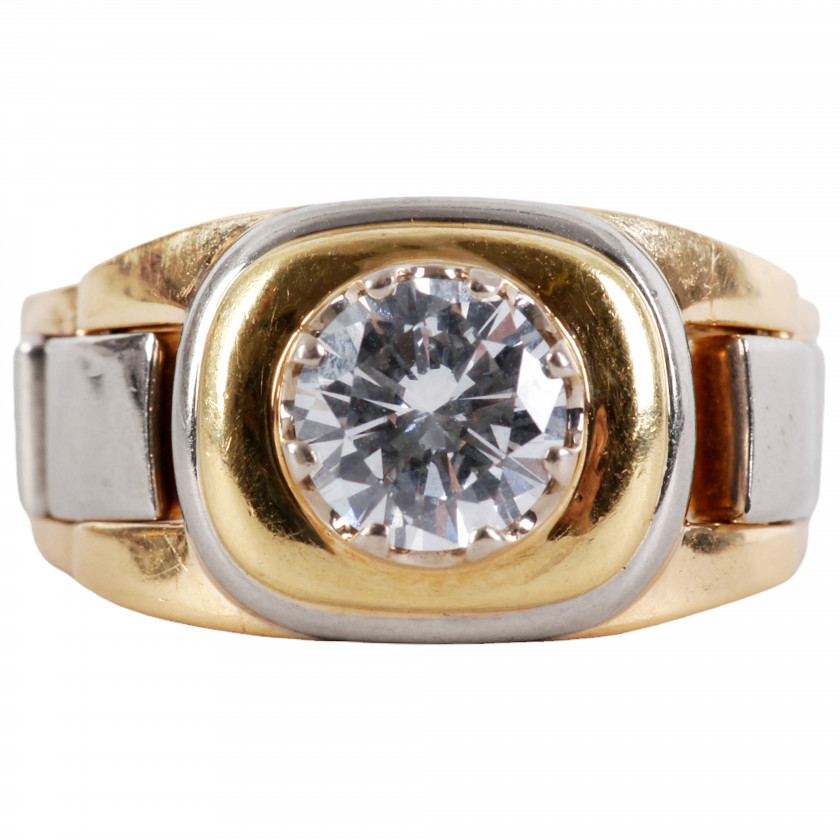 Gold men's ring with a diamond