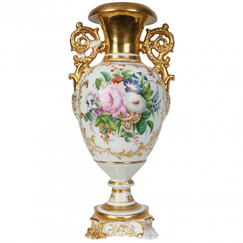 Porcelain decorative vase with flowers