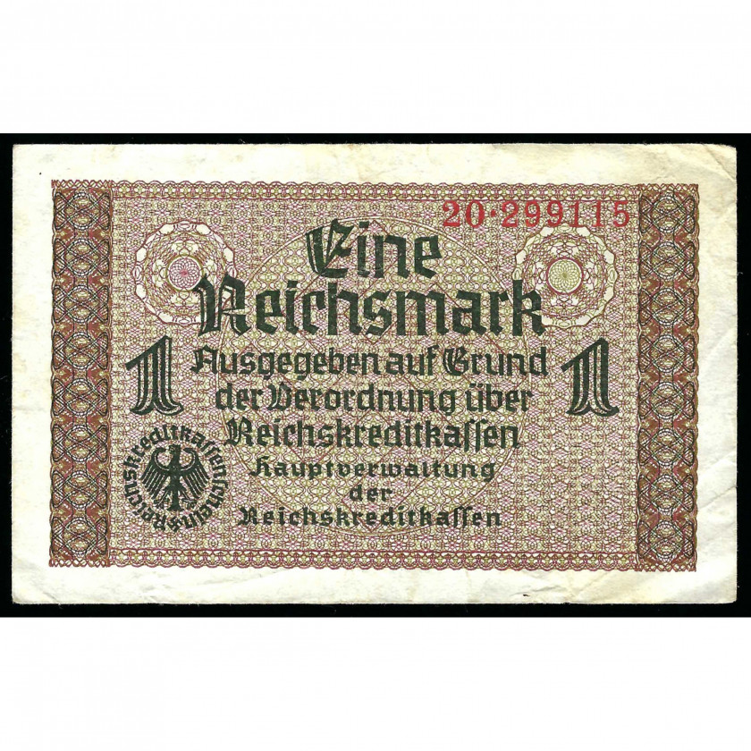 1 Reichsmark, nacistiskās Vācijas okupētās teritorijas, 1940-45 (VF)