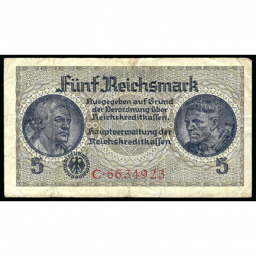 5 Reichsmark, nacistiskās Vācijas okupētās teritorijas, 1940-45 (F)