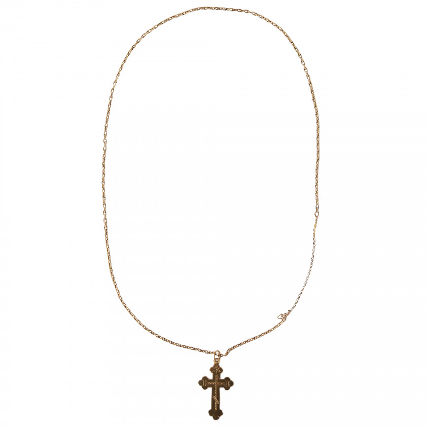 Gold cross with a chain