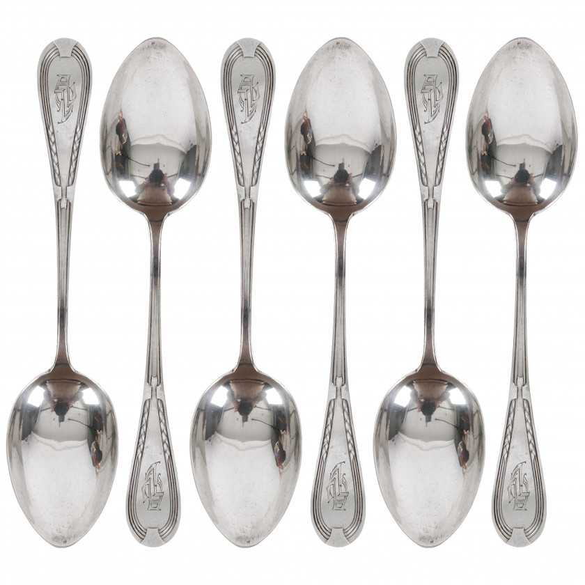 Set of silver tablespoons, 6 pcs.