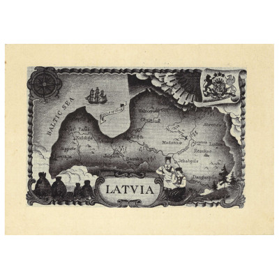 Открытка "Карта Латвии"