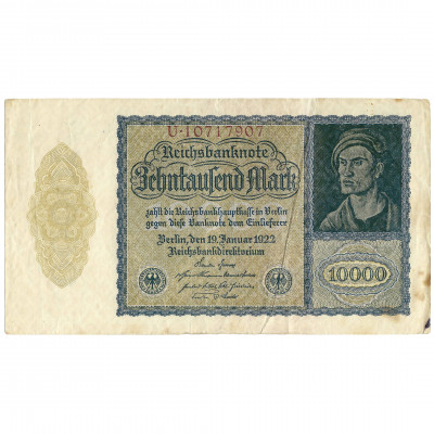 10,000 marku, Vācija, 1922 (VF)