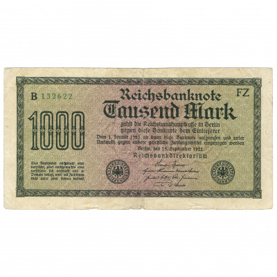 1000 mark, Germany, 1922 (VF)