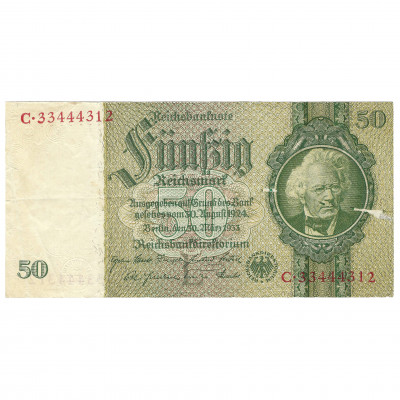 50 Reichsmarks, Germany, 1933 (VF)