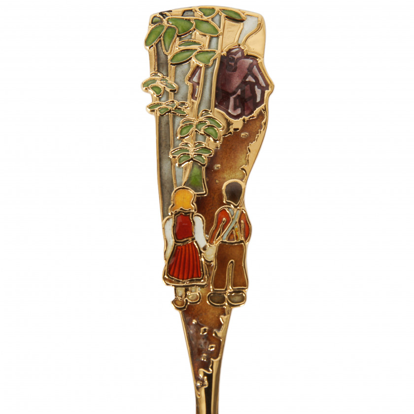 Silver spoon with enamel "Hansel and Gretel"