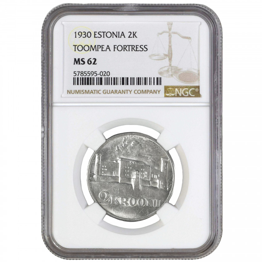 Coin in NGC slab "2 krooni 1930, Toompea, Estonia, MS 62"